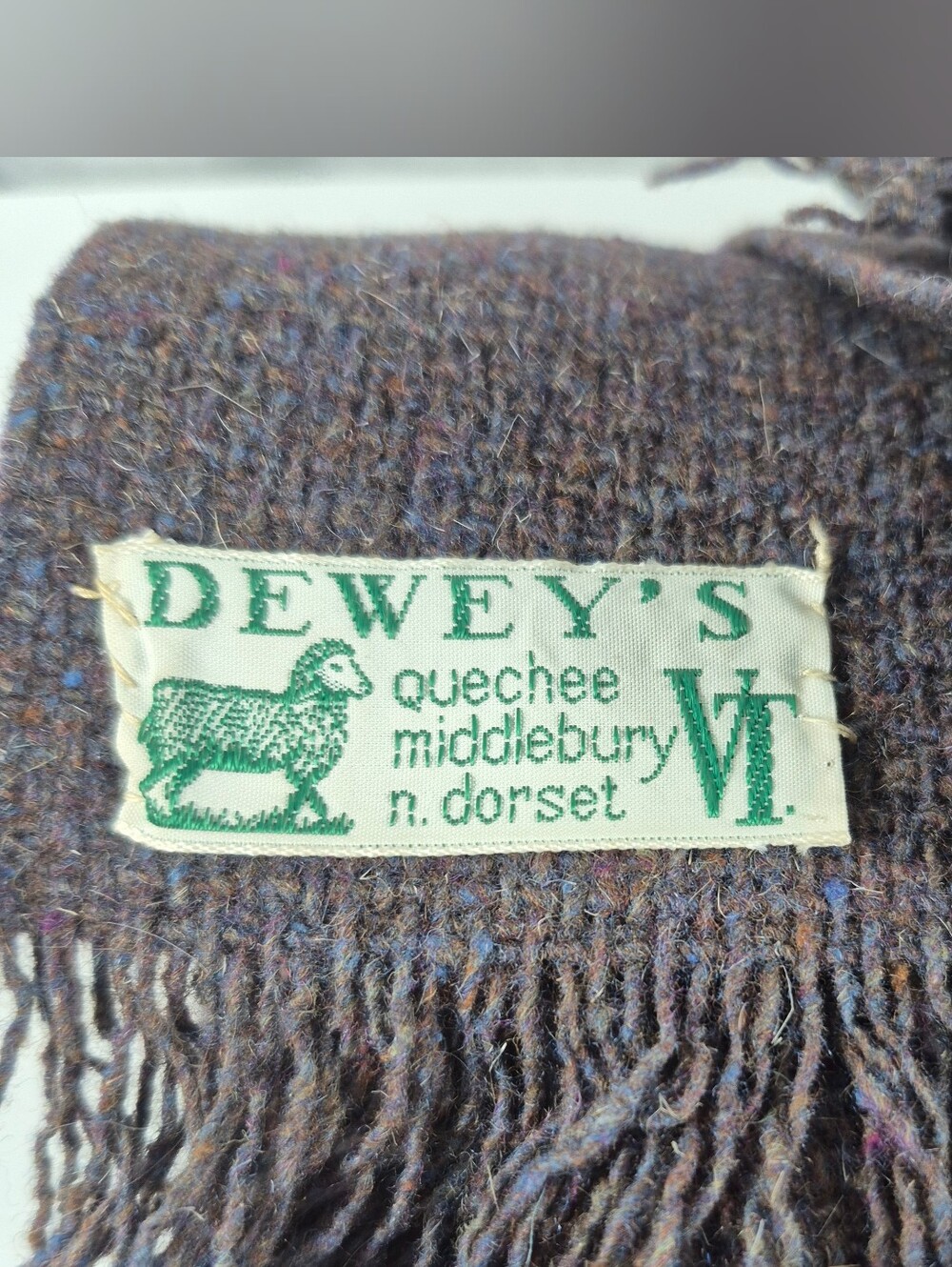 Vintage Dewey’s Vermont Wool Blanket Throw 60x70 Fringe Quechee Middlebury
